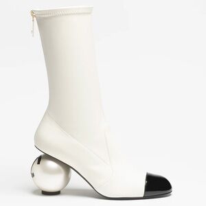 Chanel Mid Calf Pearl Boot